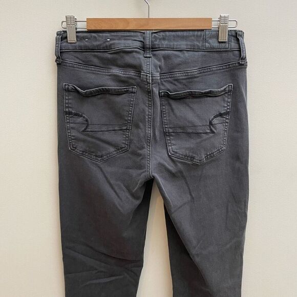 American Eagle Distressed Hi Rise Jegging Womens 8 Washed Black Stretch - Picture 7 of 13